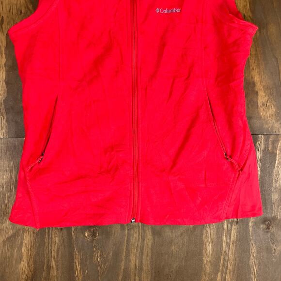 Columbia Womens Vest Jacket Red Fleece Zipped Pockets Full Zip Stretch XL - Picture 3 of 12